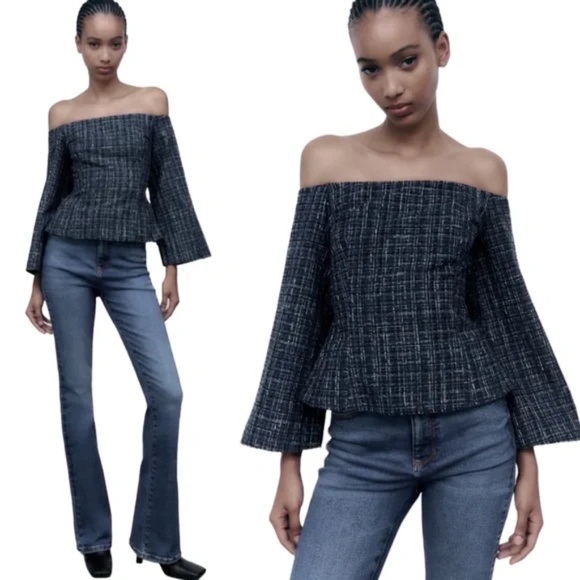 Zara Tops - NWT Zara Tweed Off The Shoulder Top